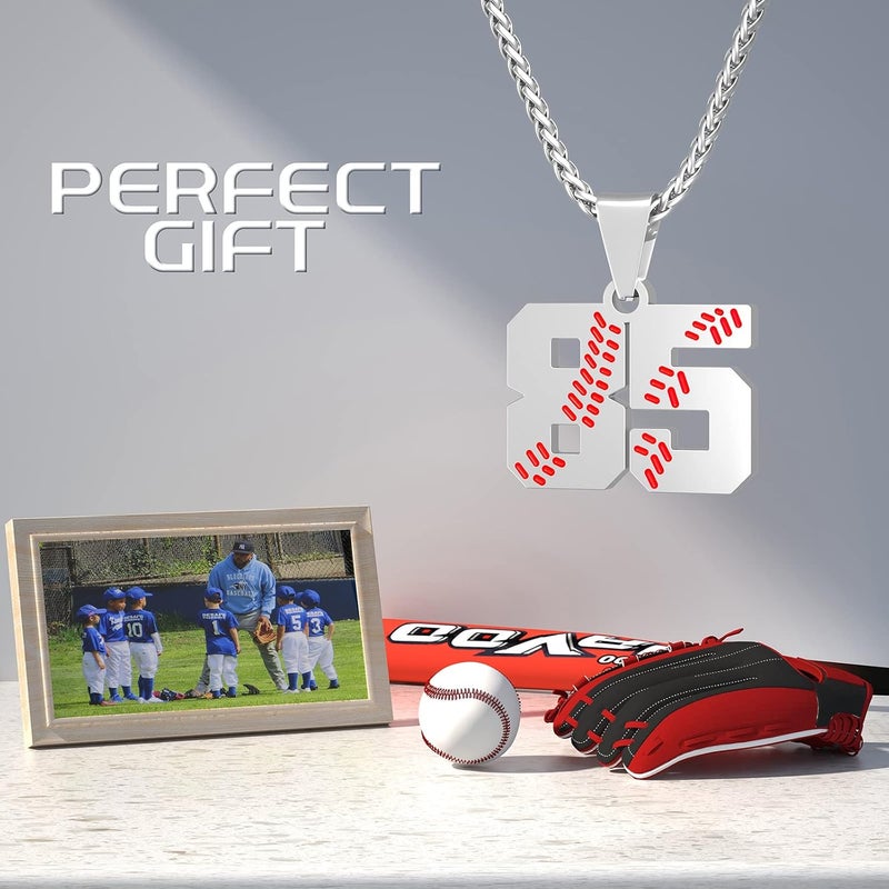 Wikavanli Personalized Baseball Jersey Number 00-99 Necklace - Stainless Steel Baseball Chain Pendant Necklace - Team Jewelry Gift for Boys, Girls, Men, Women - Image 4